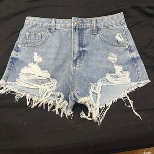 American Eagle Outfitters Light Blue Distressed Jean Shorts